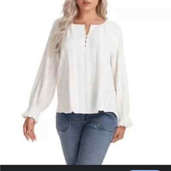 Frye Tops - Frye Women's Textured Blouse, Salt Breeze size Large new